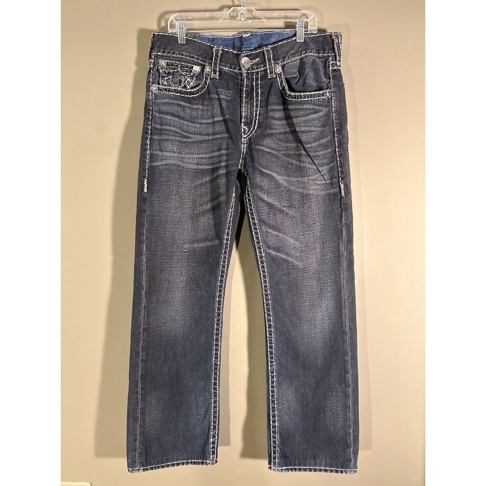 TRUE RELIGION Jeans Mens 36 (36x29)Ricky Straight Flap Super T Natural Biker